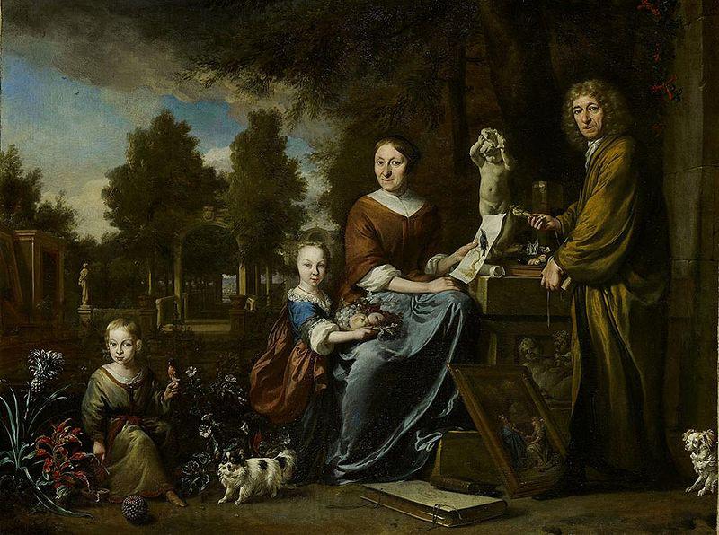 Jan Weenix Agneta Block and her family at their summer home Vijverhof with her cultivated pineapple Norge oil painting art